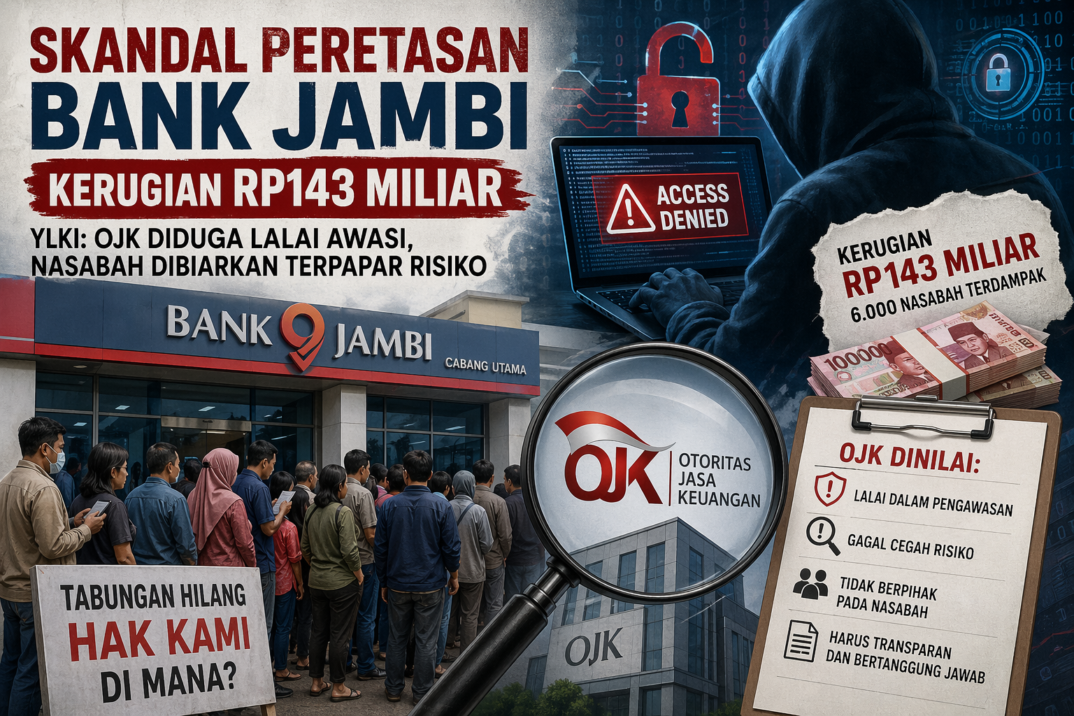 Skandal Peretasan Bank Jambi Rp143 Miliar, YLKI: OJK Diduga Lalai Awasi, Nasabah Dibiarkan Terpapar Risiko