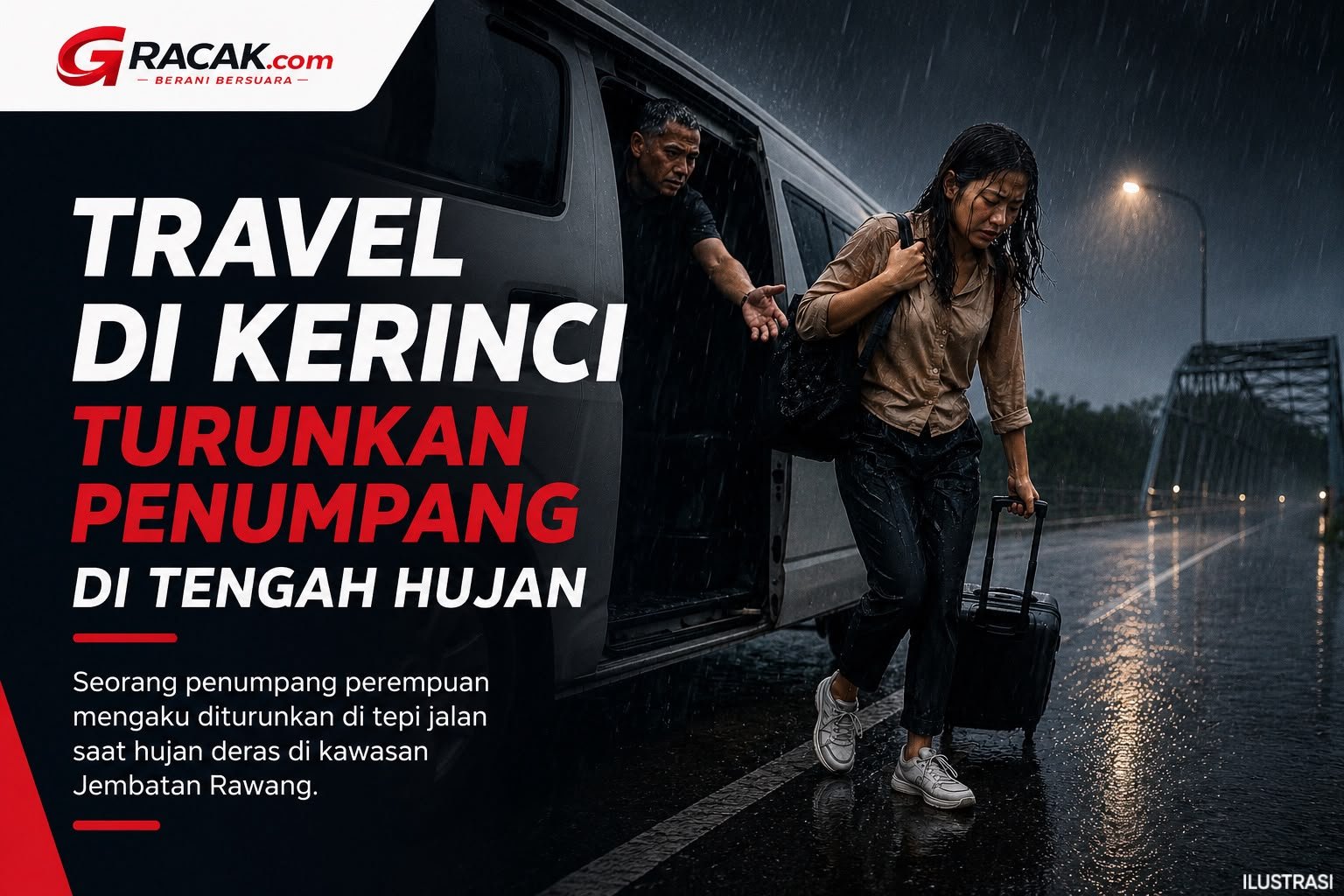 Travel di Kerinci Turunkan Penumpang di Tengah Hujan