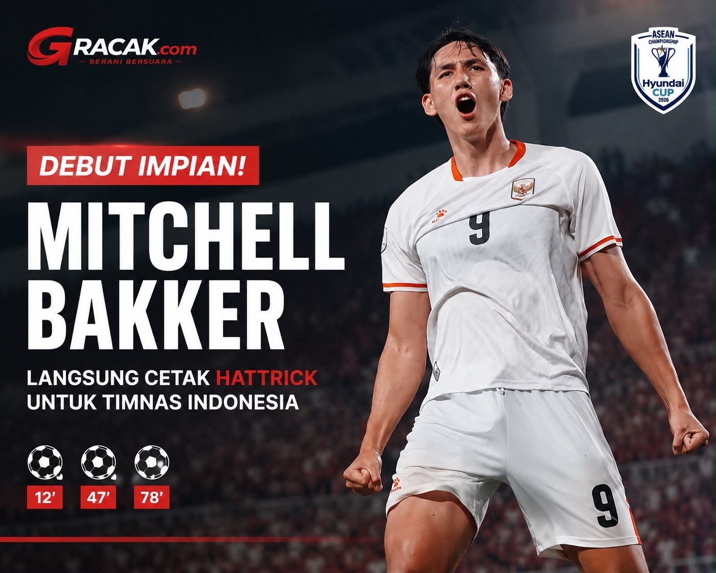 Debut Sempurna! Mitchell Bakker Hattrick, Timnas Indonesia Hajar Kamboja 5-1