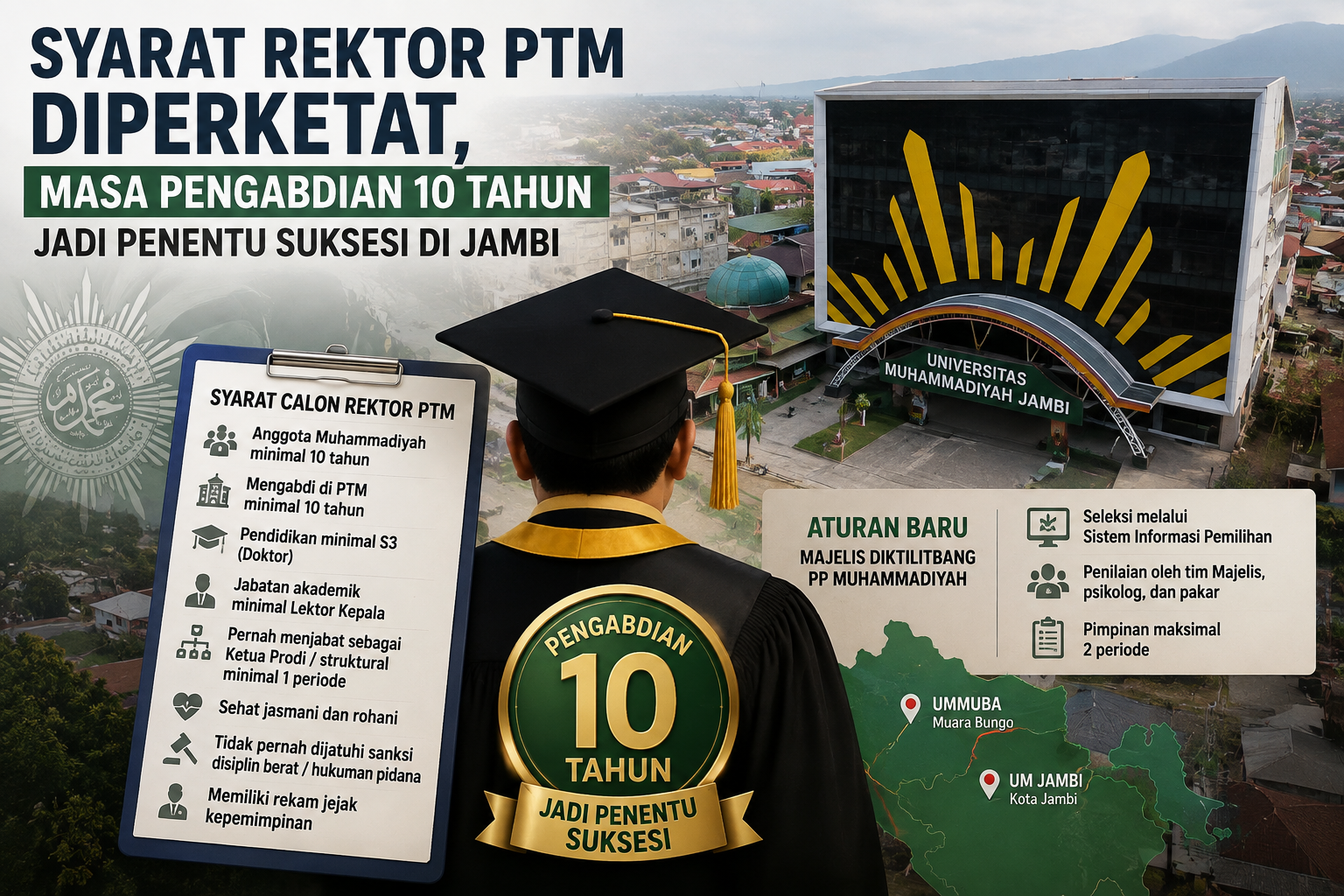 Syarat Rektor PTM Diperketat, Masa Pengabdian 10 Tahun Jadi Penentu Suksesi di Jambi