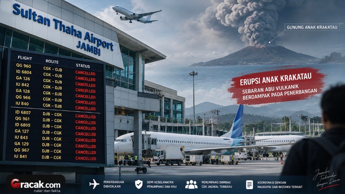 15 Penerbangan Rute Jambi-Jakarta Dibatalkan Akibat Erupsi Anak Krakatau