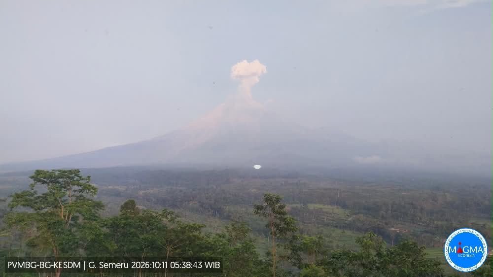 Gunung Semeru Erupsi Lagi Hari Ini, Kolom Abu Tembus 1.000 Meter